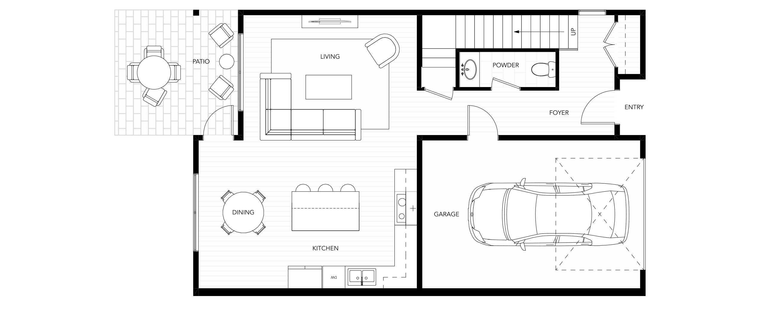 Hollywood House Plan D main floor plan